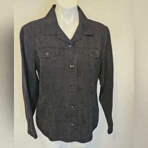 Chicos black silk linen shacket size 2 large EUC